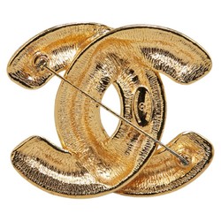 Chanel Matelasse Coco Mark Brooch Gold Plated Women's CHANEL