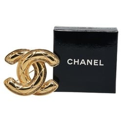 Chanel Matelasse Coco Mark Brooch Gold Plated Women's CHANEL