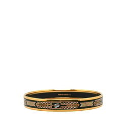 Hermes Enamel PM Cloisonne Bangle Gold Black Plated Women's HERMES