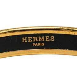 Hermes Enamel PM Cloisonne Bangle Gold Black Plated Women's HERMES