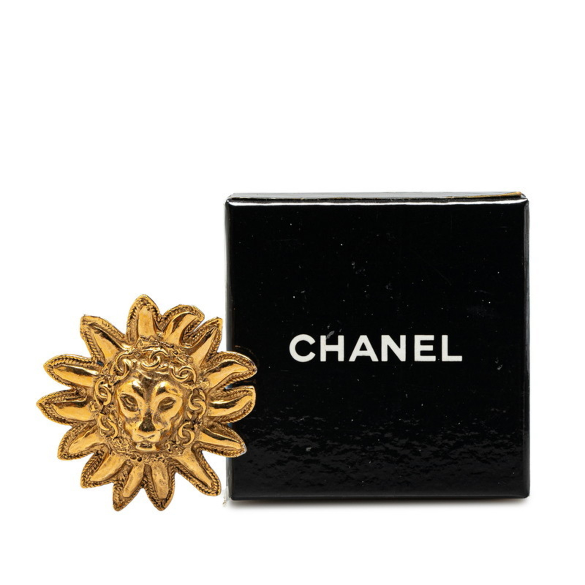 Chanel Coco Mark Lion Motif Brooch Gold Plated Women's CHANEL