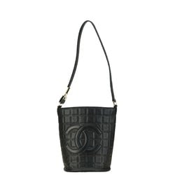 Chanel Chocolate Bar Coco Mark Bucket Bag Black Leather Women's CHANEL