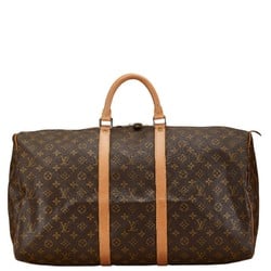 Louis Vuitton Monogram Keepall 55 Boston Bag Travel M41424 Brown PVC Leather Women's LOUIS VUITTON