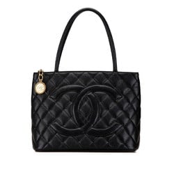 Chanel Reproduction Tote Coco Mark Handbag Bag Black Caviar Skin Women's CHANEL