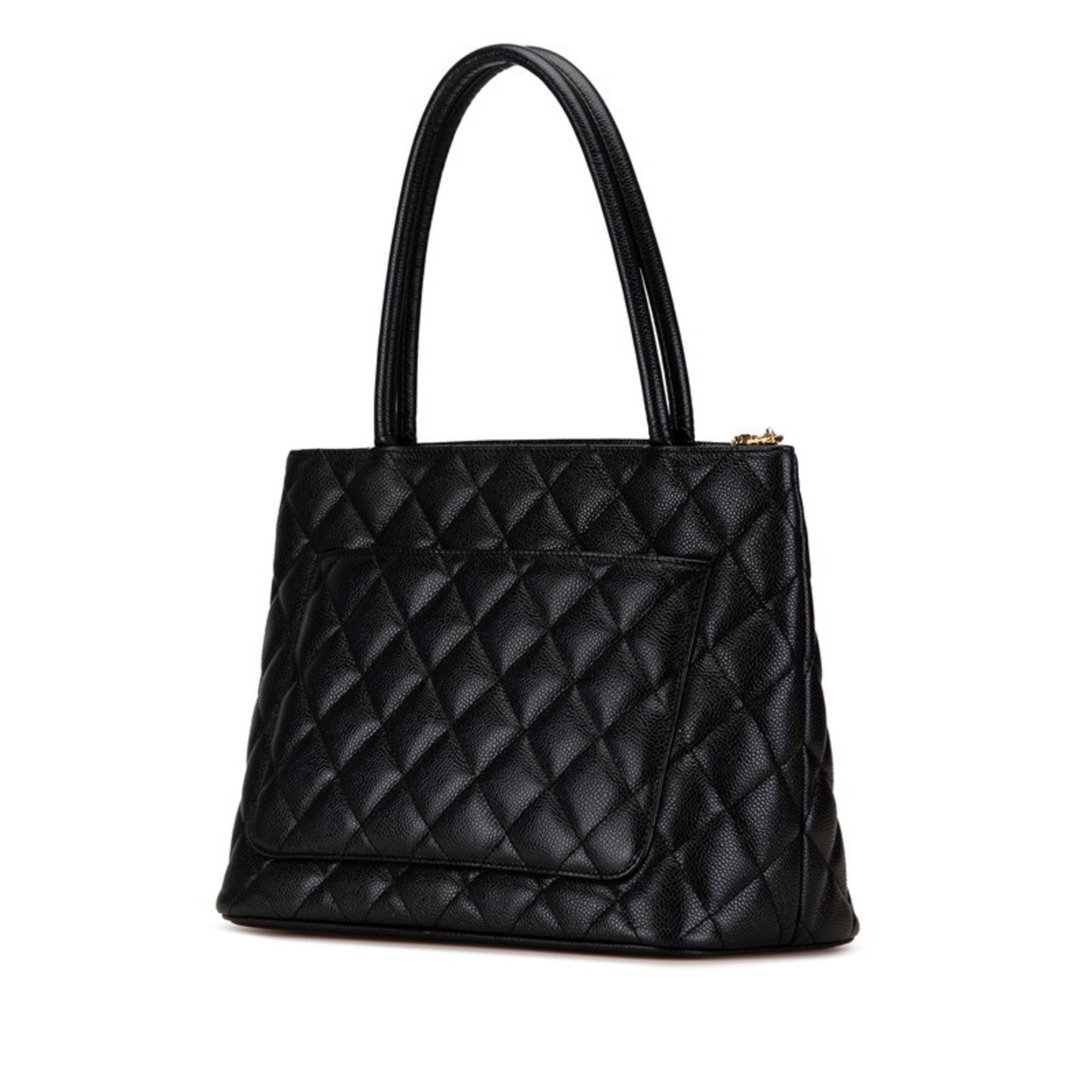 Chanel Reproduction Tote Coco Mark Handbag Bag Black Caviar Skin Women's CHANEL