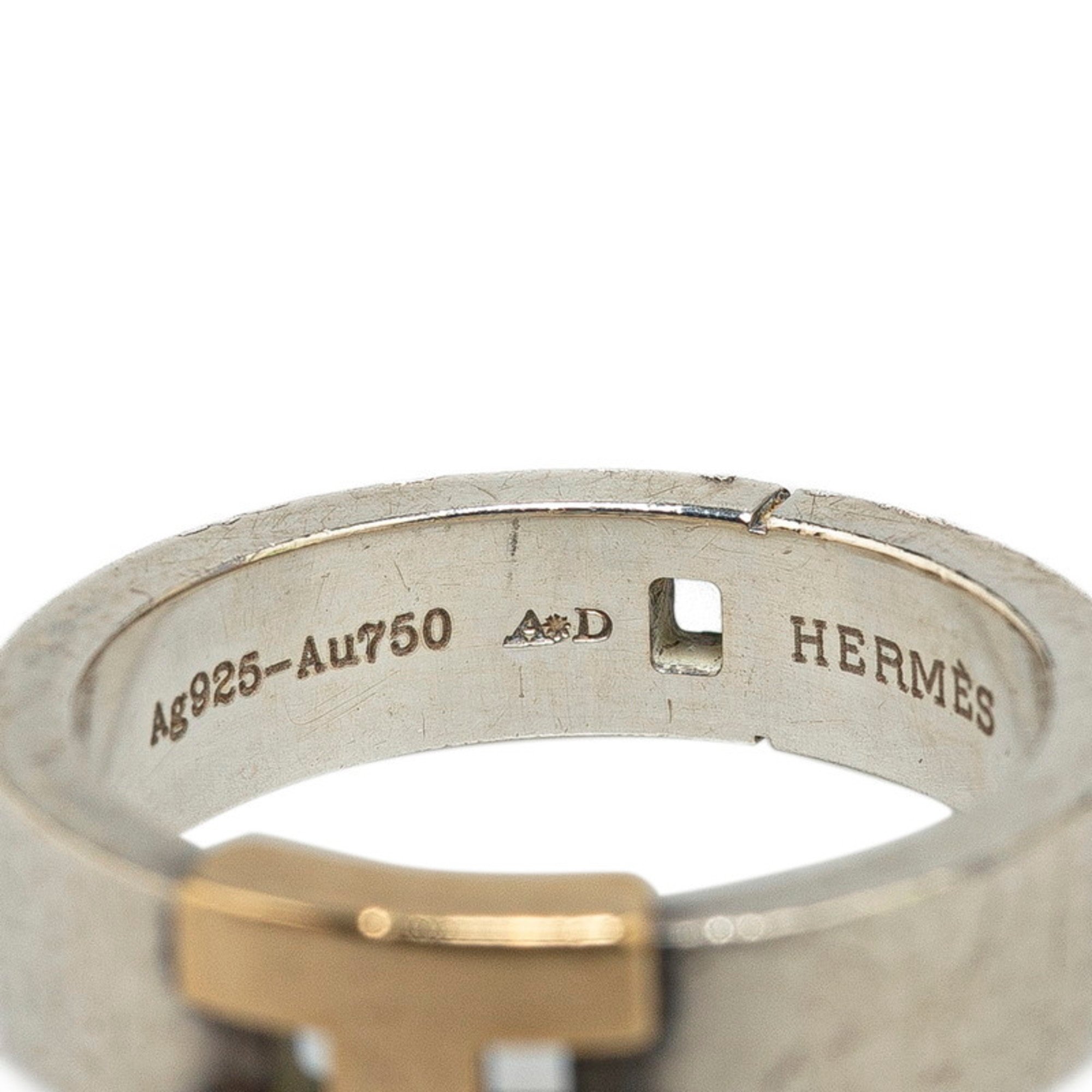 Hermes Hercules Ring, Silver, Gold, SV925, K18YG, Yellow Women's, HERMES