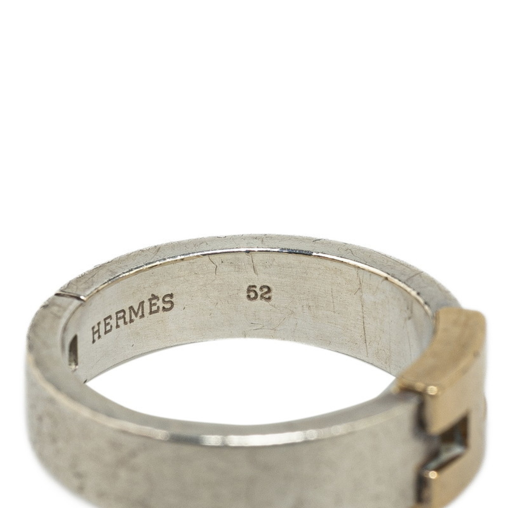 Hermes Hercules Ring, Silver, Gold, SV925, K18YG, Yellow Women's, HERMES