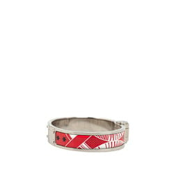 Hermes Charnier PM Bangle Silver Red Metal Women's HERMES