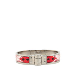 Hermes Charnier PM Bangle Silver Red Metal Women's HERMES