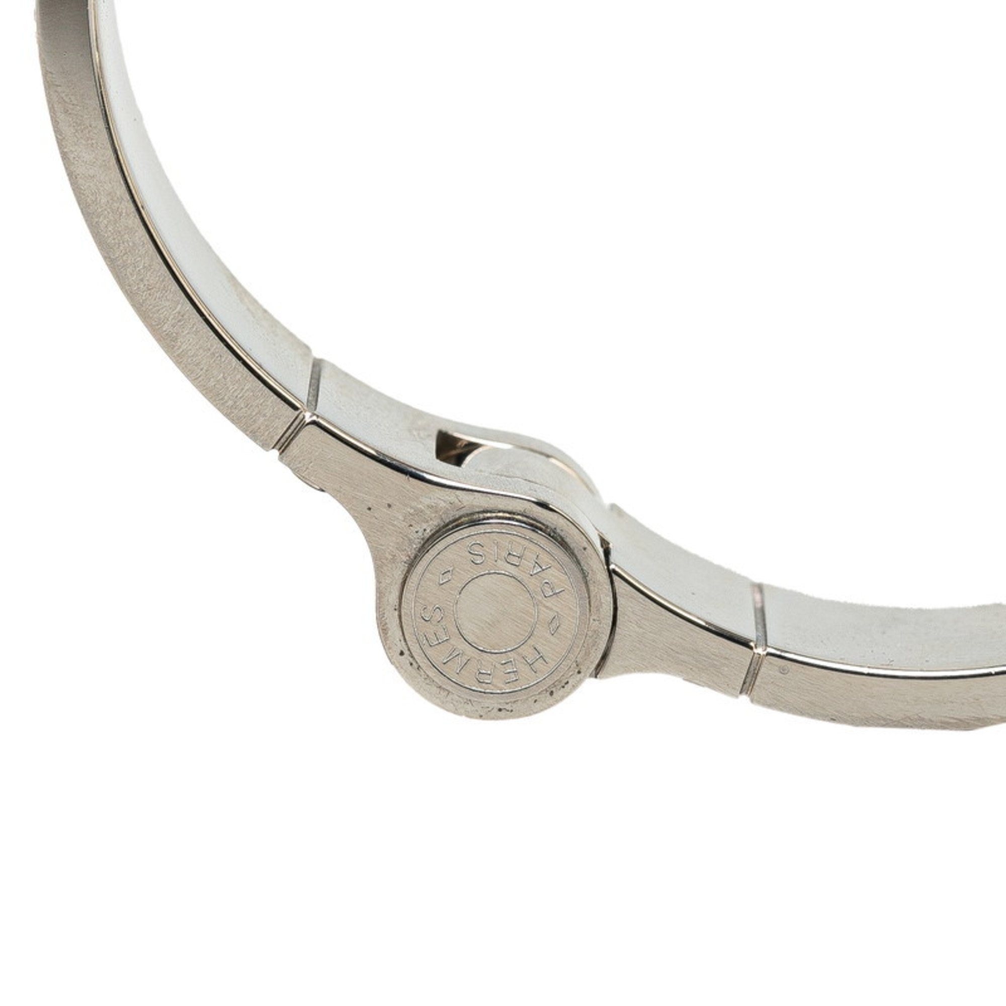 Hermes Charnier PM Bangle Silver Red Metal Women's HERMES