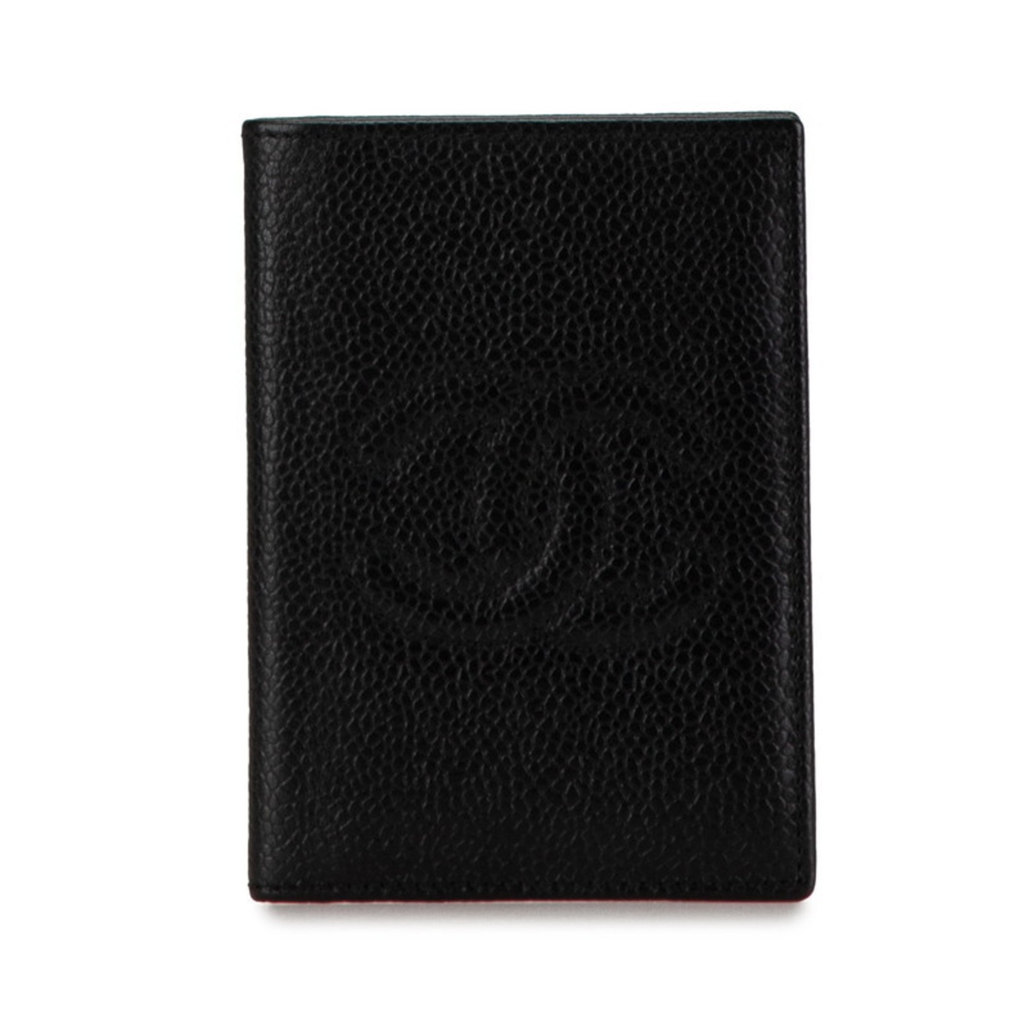 CHANEL COCO MARK CARD CASE BUSINESS BLACK CAVIAR SKIN WOMEN'S