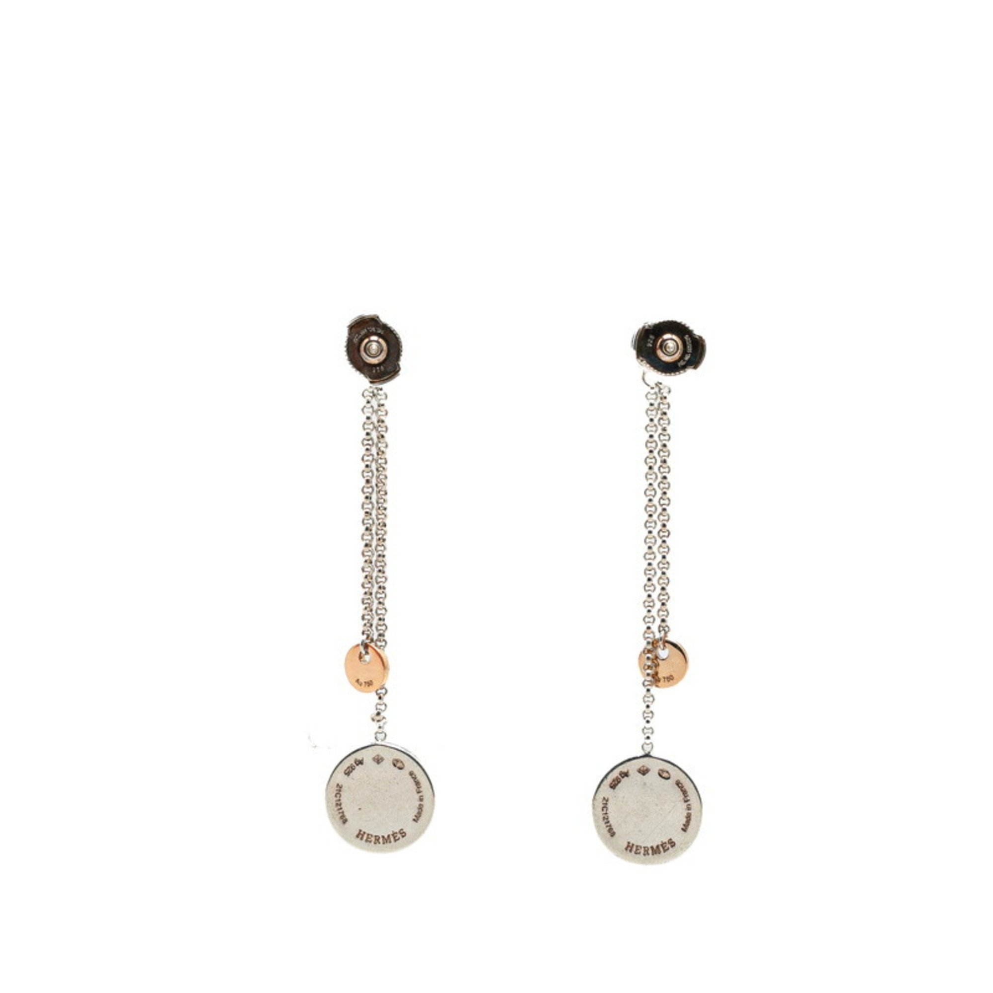 Hermes Earrings SV925 Silver K18PG Pink Gold Women's HERMES