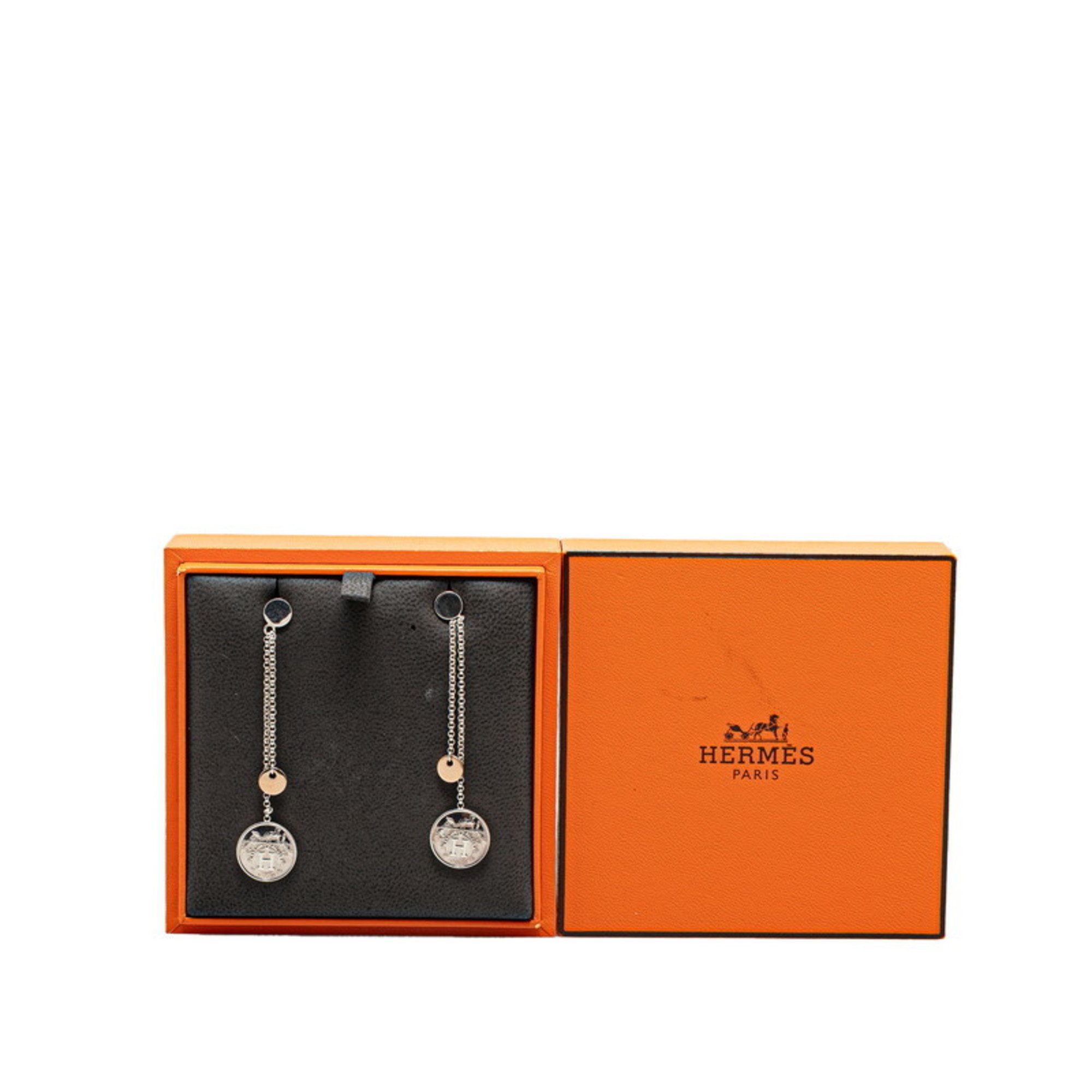 Hermes Earrings SV925 Silver K18PG Pink Gold Women's HERMES