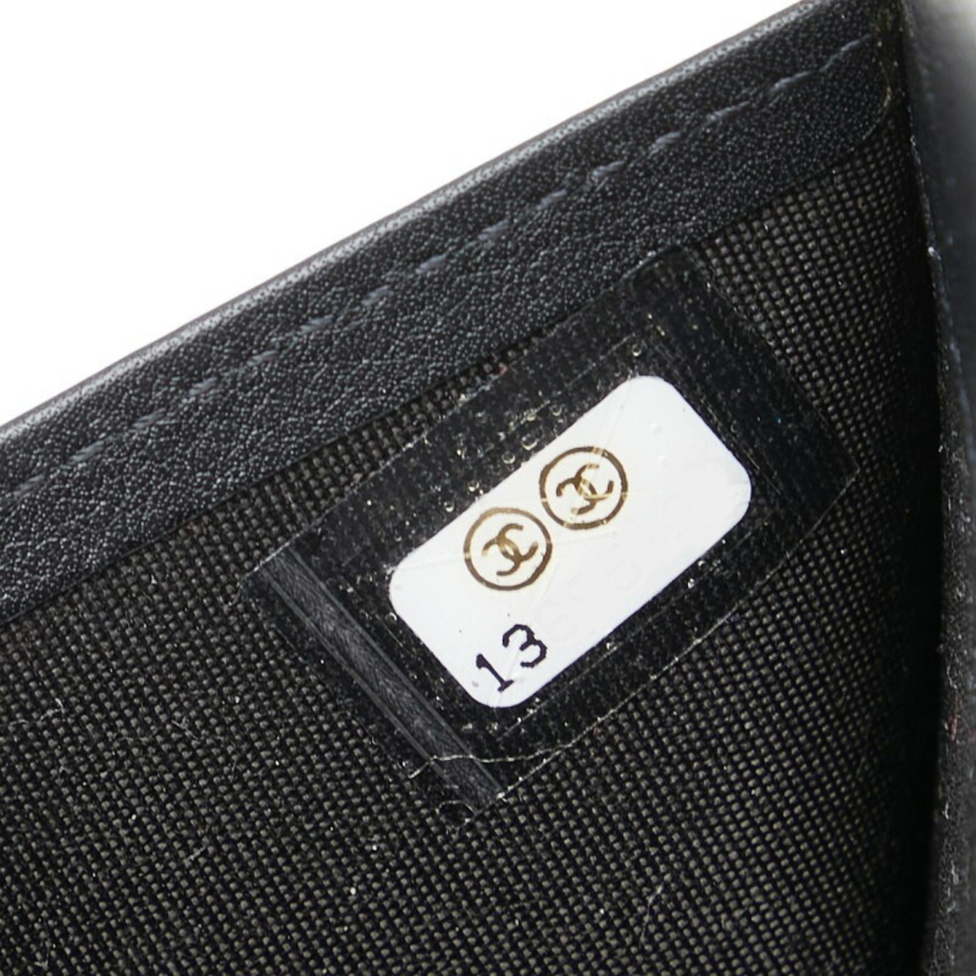 CHANEL Bicolor Coco Mark Long Wallet Black Leather Women's