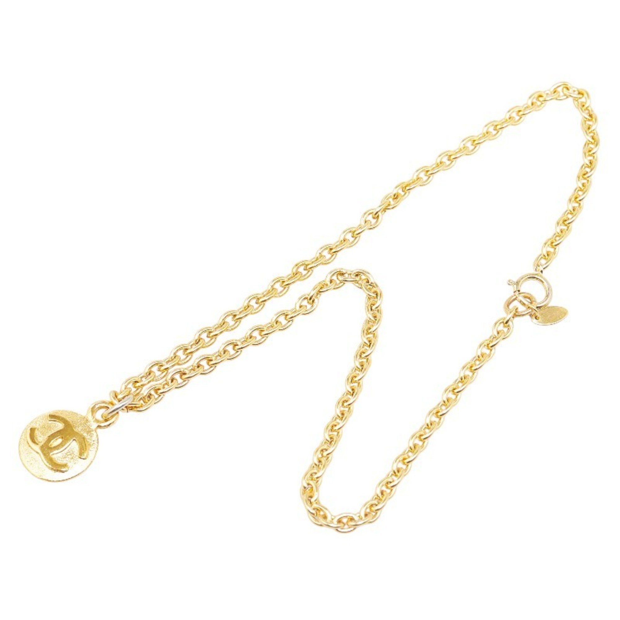 Chanel Coco Mark Chain Necklace Gold Plated Women's CHANEL