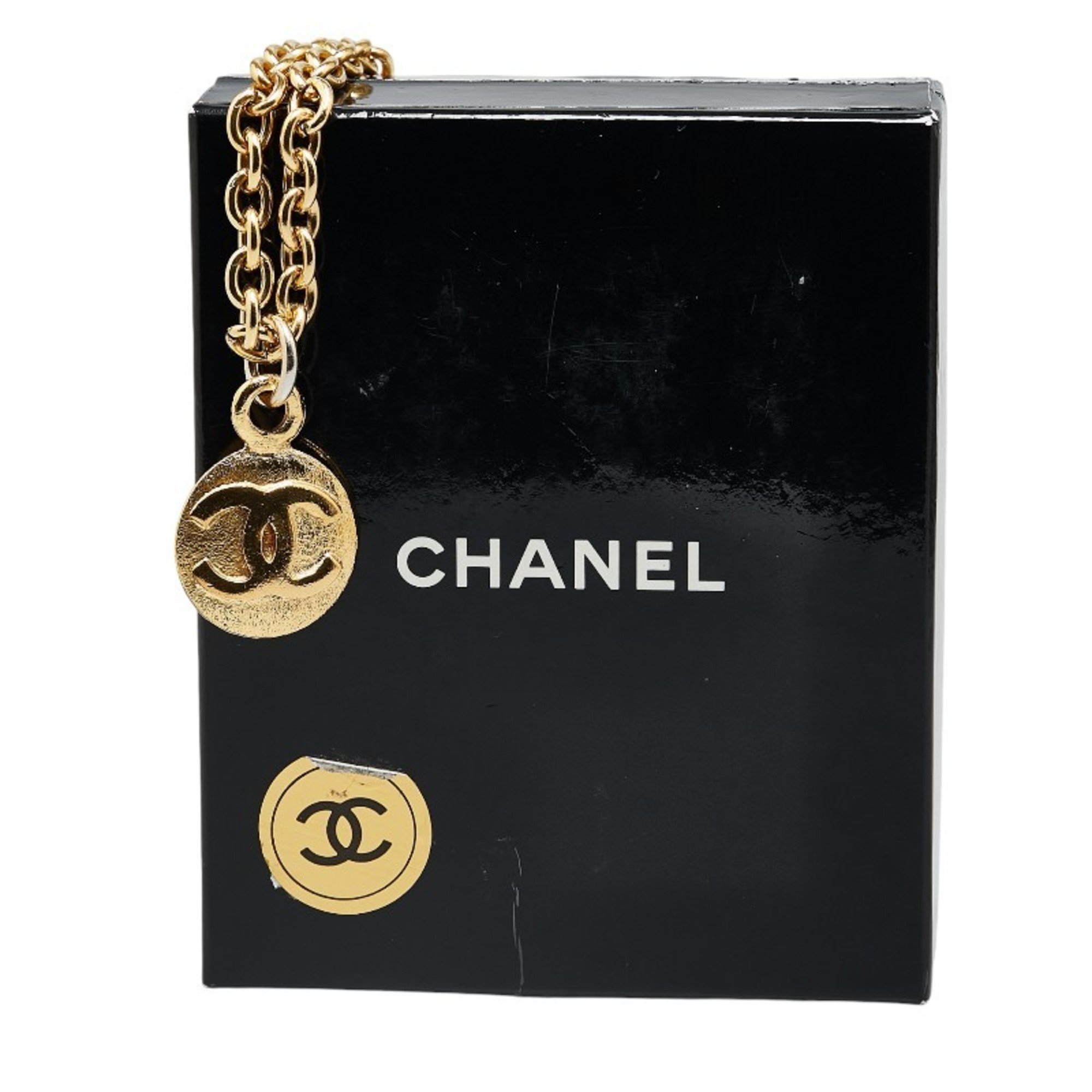 Chanel Coco Mark Chain Necklace Gold Plated Women's CHANEL