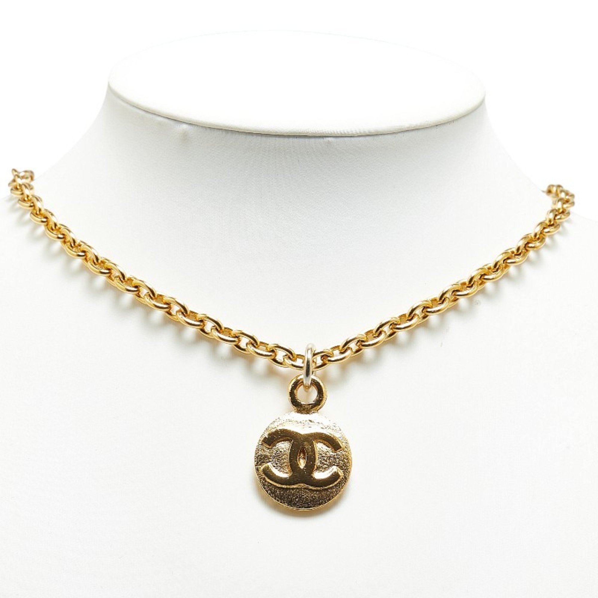 Chanel Coco Mark Chain Necklace Gold Plated Women's CHANEL