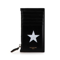 Givenchy Star Motif Card Case Coin Black White Leather Women's