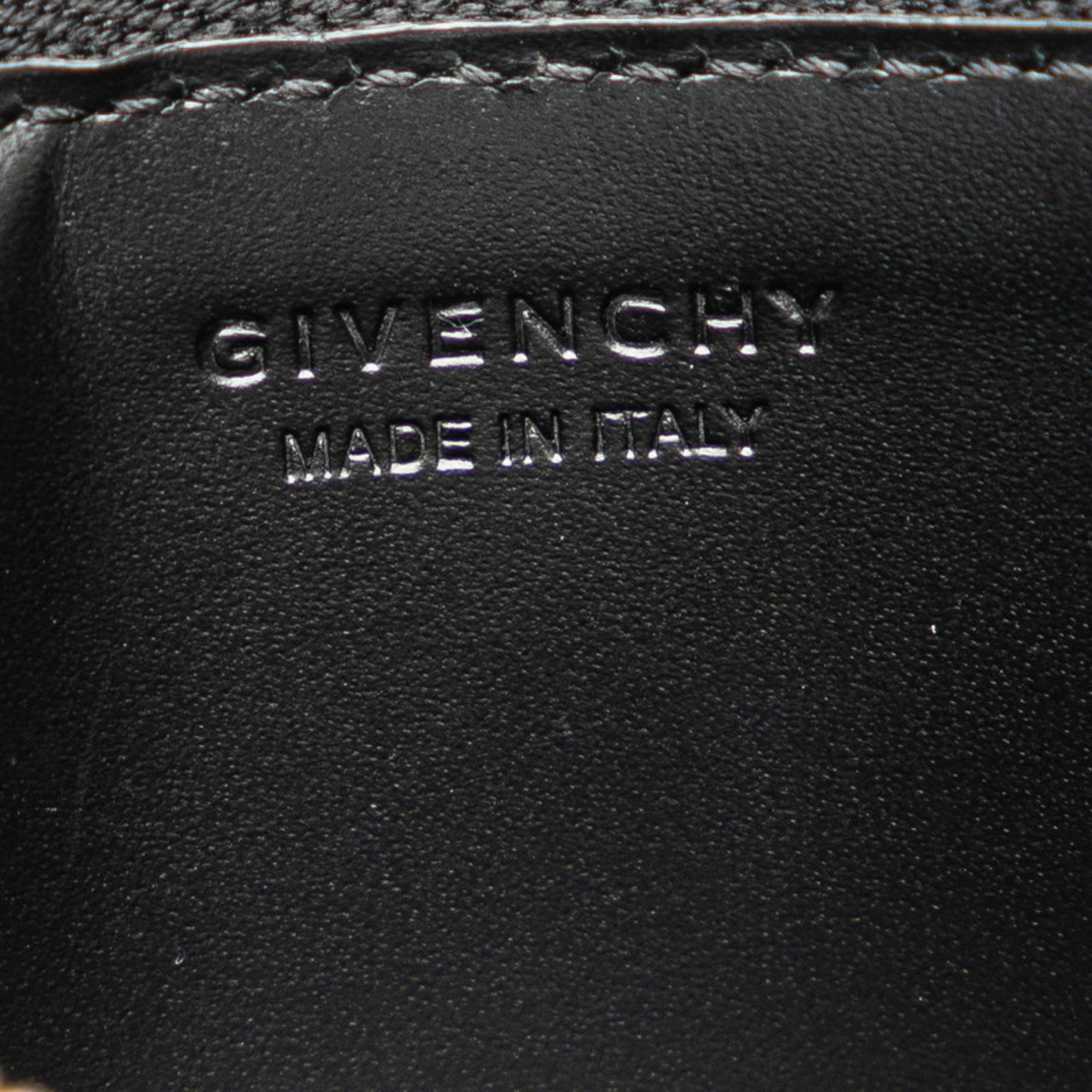 Givenchy Star Motif Card Case Coin Black White Leather Women's