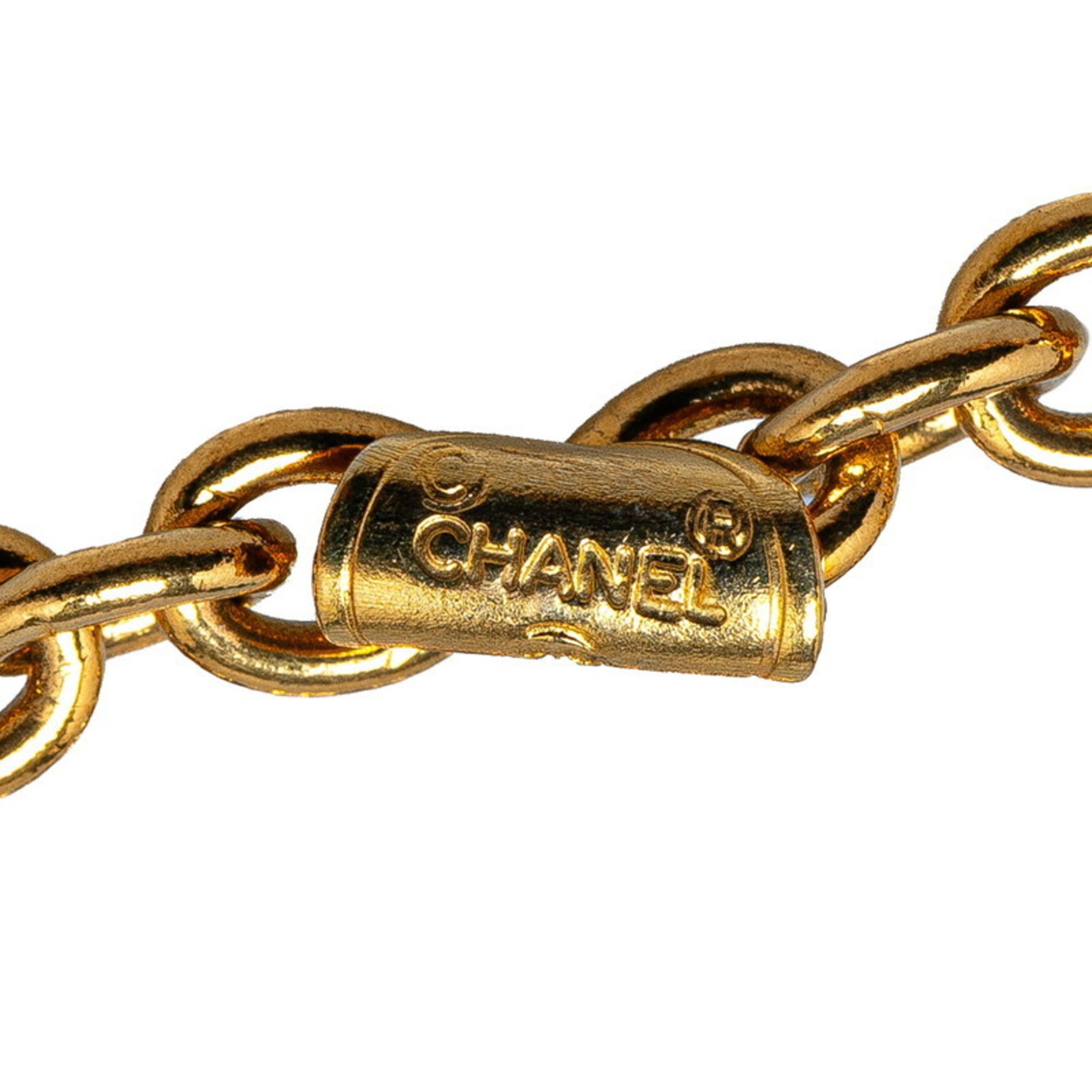 Chanel Matelasse Coco Mark Bag Shape Motif Chain Long Necklace Gold Plated Women's CHANEL