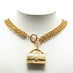 Chanel Matelasse Coco Mark Bag Shape Motif Chain Long Necklace Gold Plated Women's CHANEL