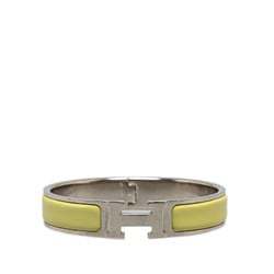 Hermes Click-Clack H PM Bangle Silver Yellow Green Metal Women's HERMES