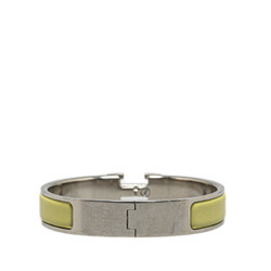 Hermes Click-Clack H PM Bangle Silver Yellow Green Metal Women's HERMES