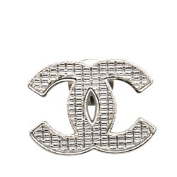 Chanel Coco Mark Pin Brooch Silver Metal Women's CHANEL