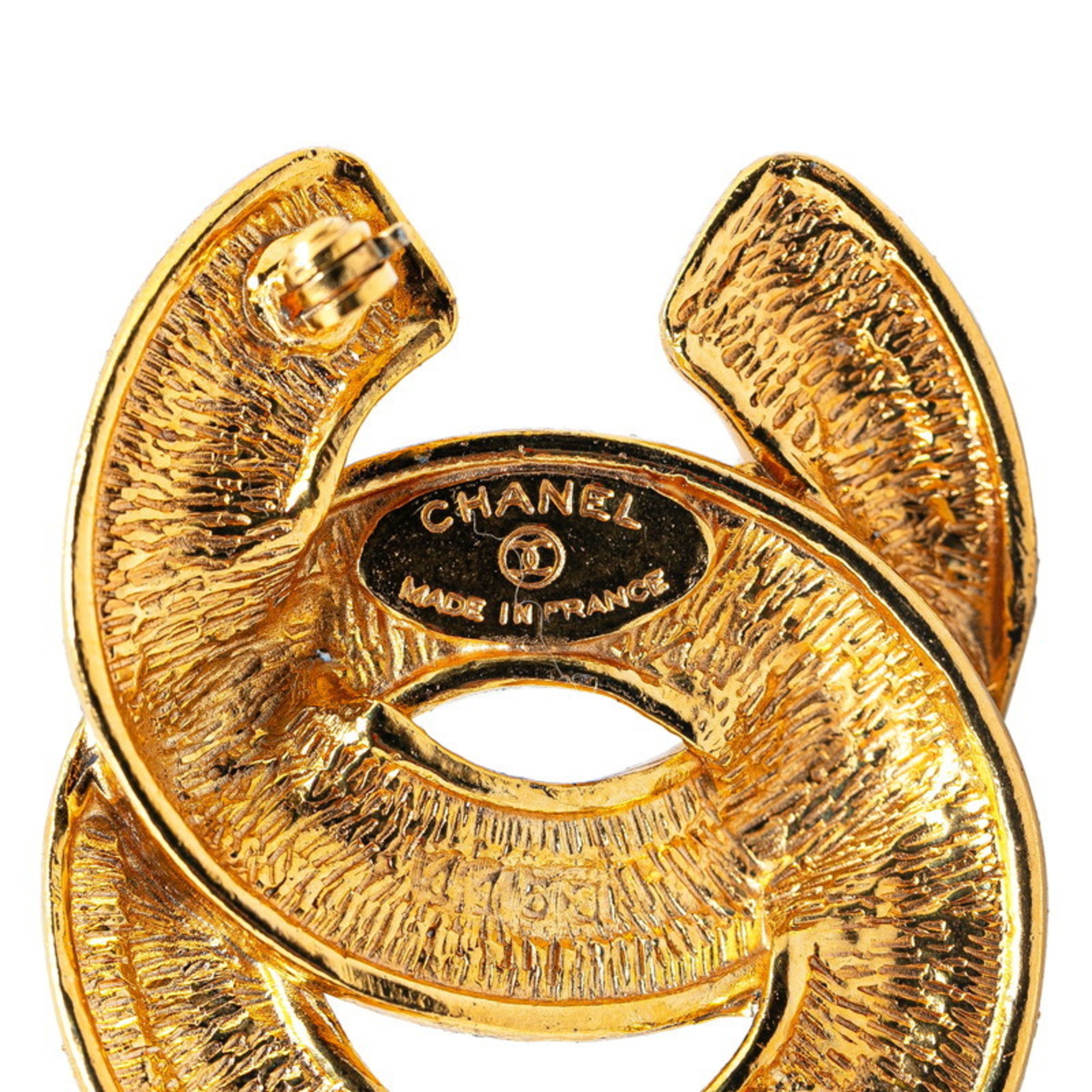 Chanel Matelasse Coco Mark Brooch Gold Plated Women's CHANEL