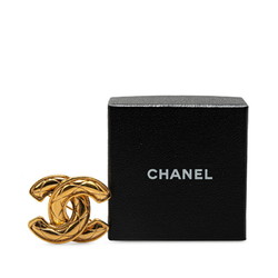 Chanel Matelasse Coco Mark Brooch Gold Plated Women's CHANEL