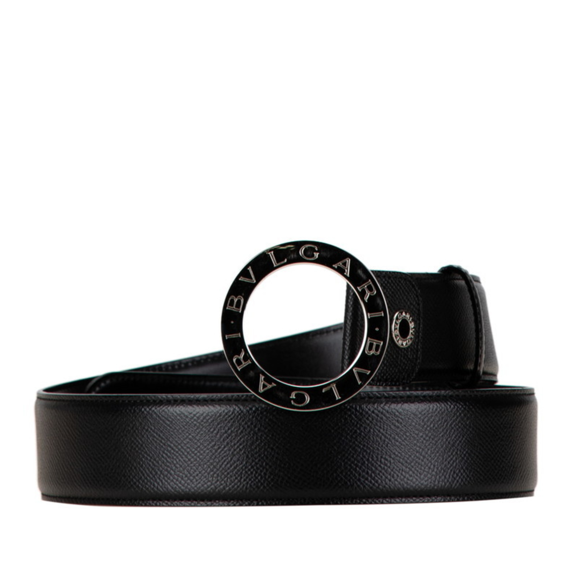 BVLGARI B.zero1 Belt 105/42 Black Silver Leather Men's