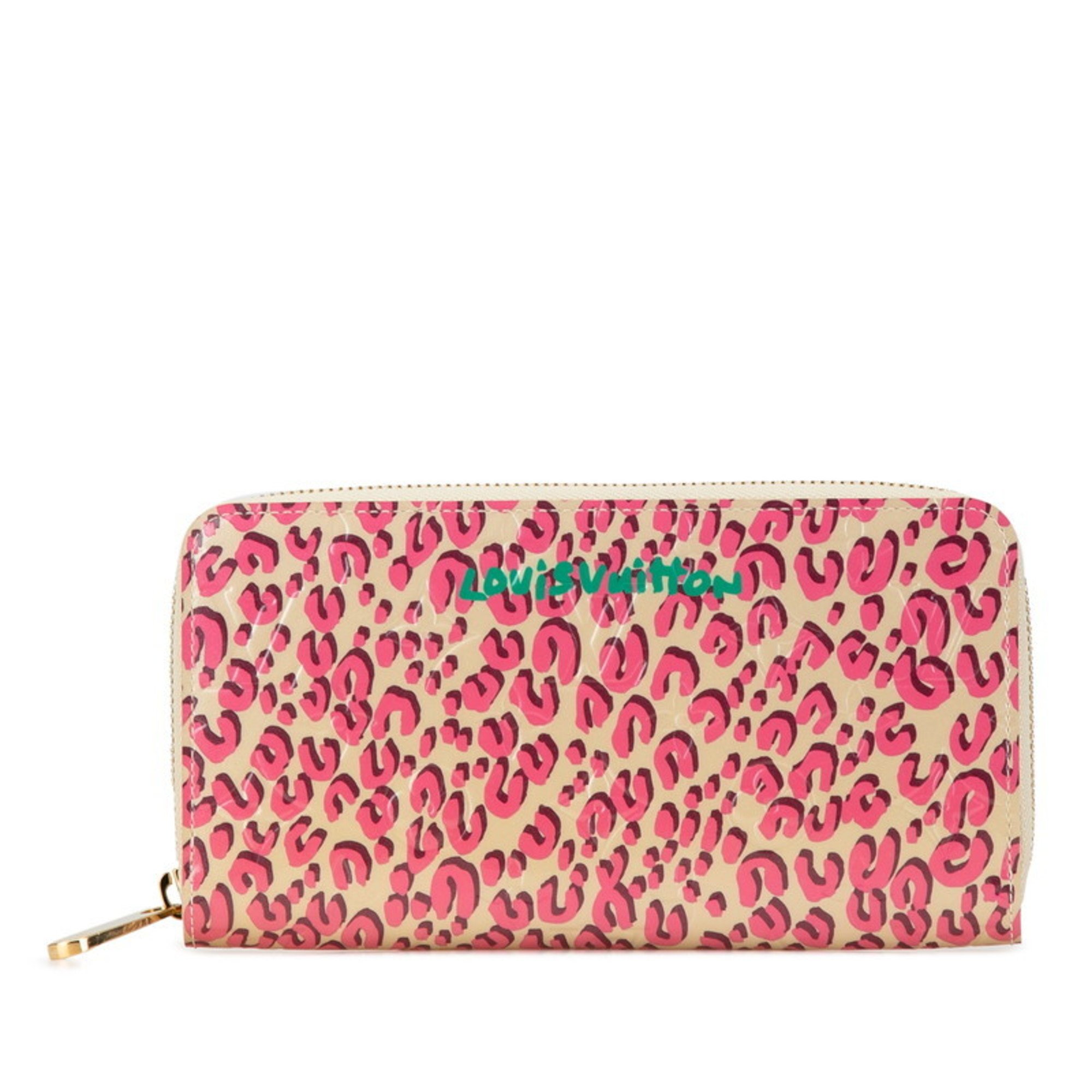 Louis Vuitton Monogram Vernis Leopard Zippy Wallet Long Round M91476 Broncorail Patent Leather Women's LOUIS VUITTON