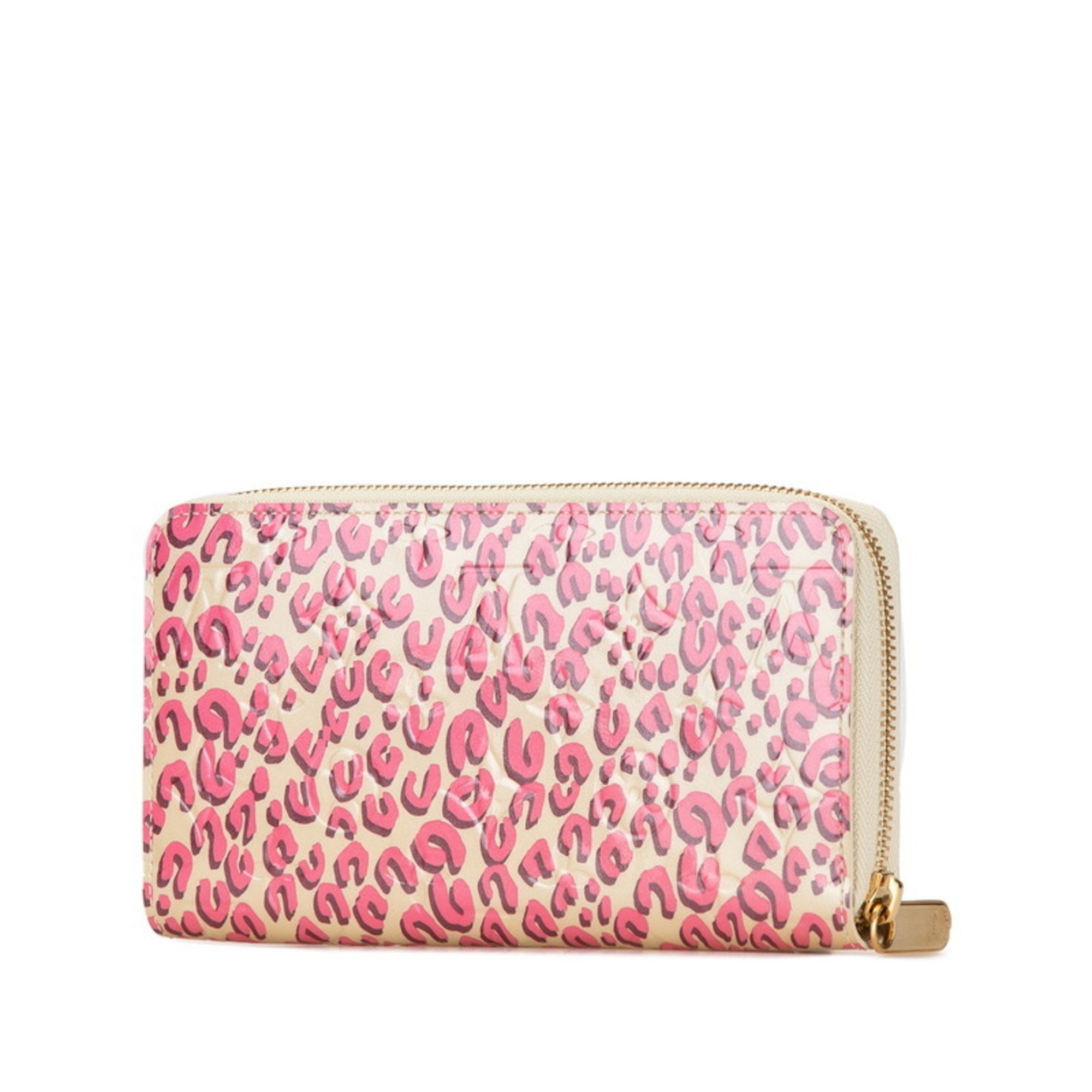 Louis Vuitton Monogram Vernis Leopard Zippy Wallet Long Round M91476 Broncorail Patent Leather Women's LOUIS VUITTON