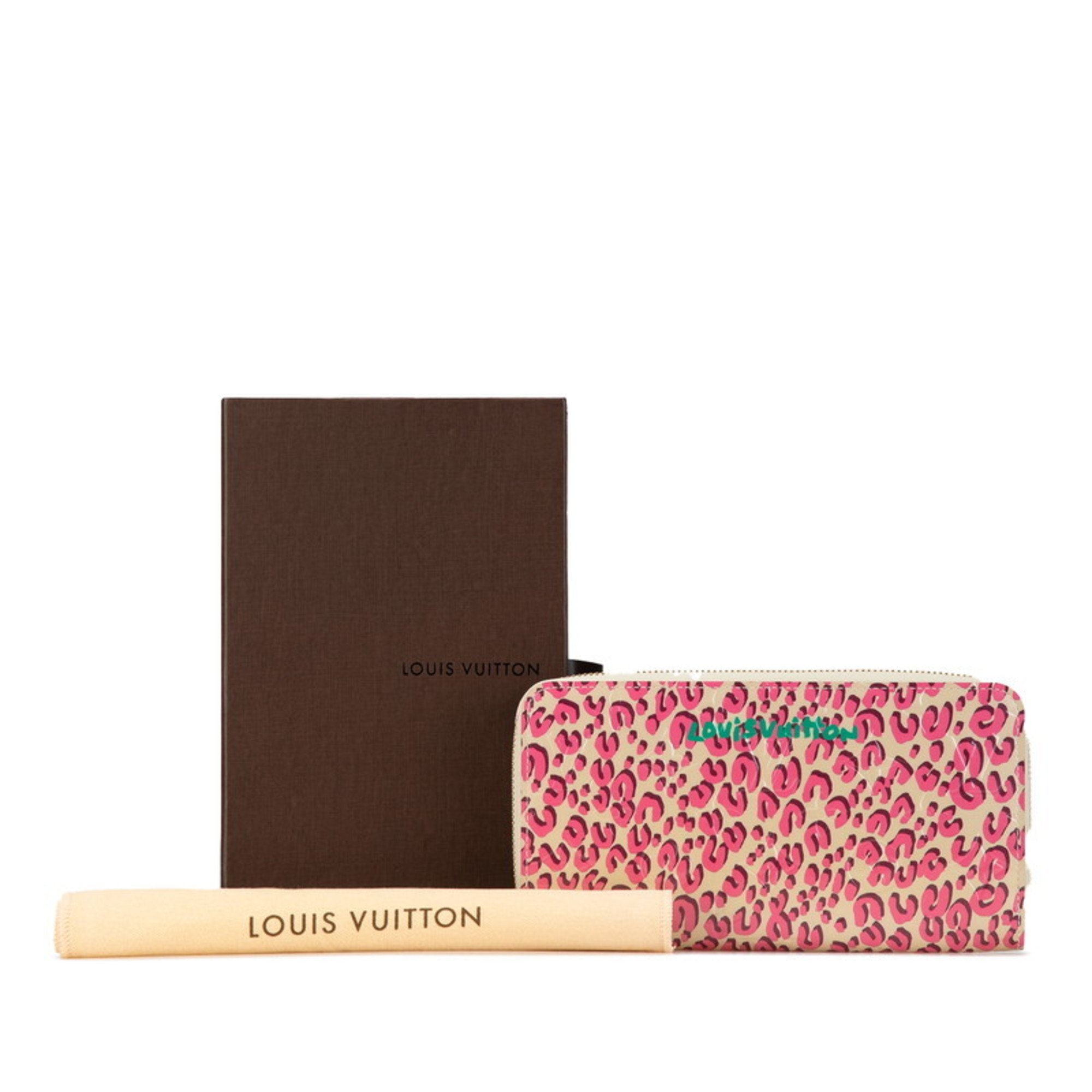 Louis Vuitton Monogram Vernis Leopard Zippy Wallet Long Round M91476 Broncorail Patent Leather Women's LOUIS VUITTON