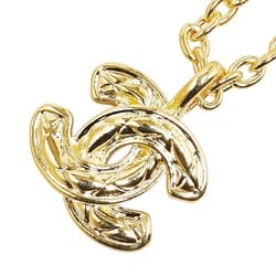 Chanel Matelasse Coco Mark Necklace Gold Plated Women's CHANEL