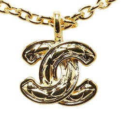 Chanel Matelasse Coco Mark Necklace Gold Plated Women's CHANEL