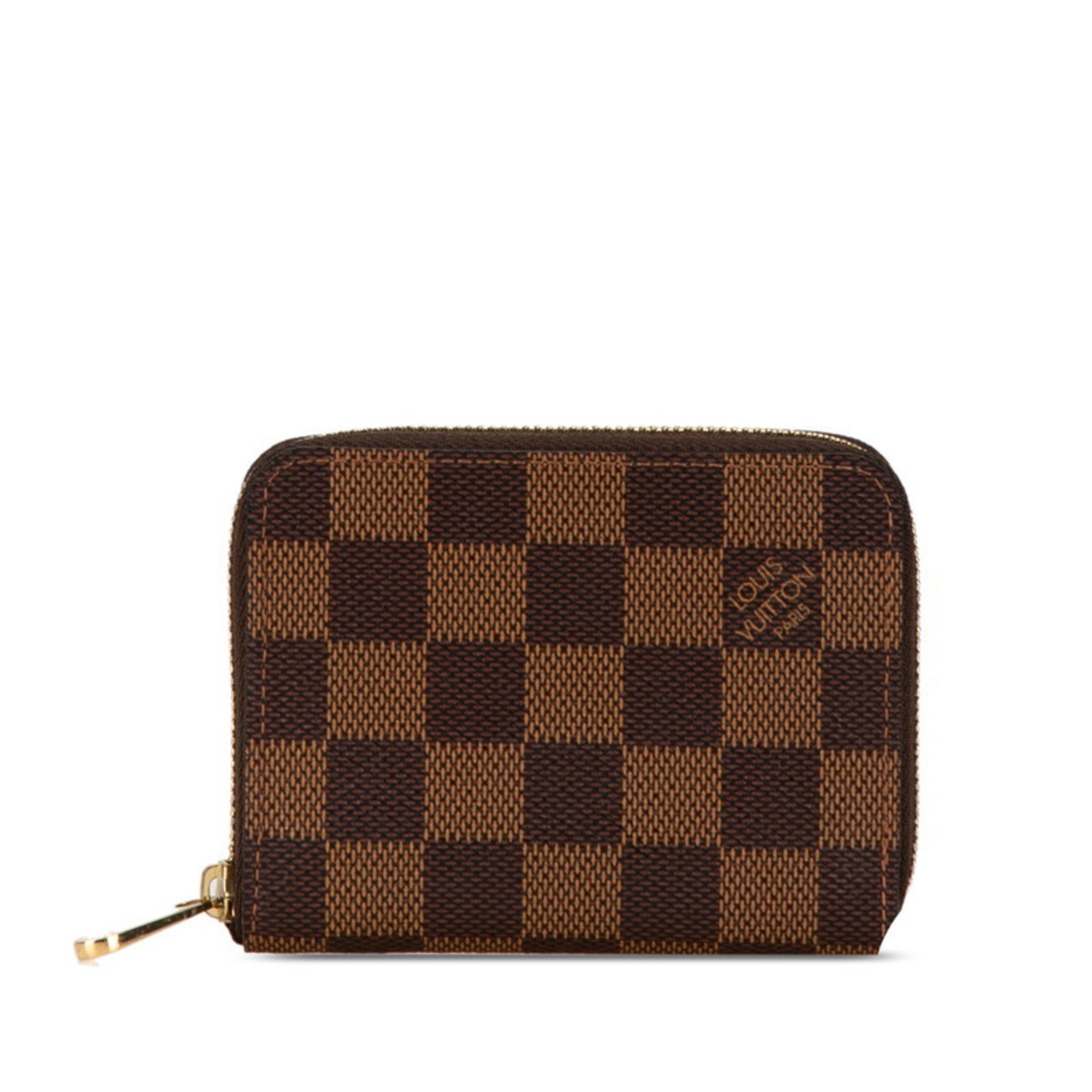 Louis Vuitton Damier Zippy Coin Purse Case N63070 Brown PVC Women's LOUIS VUITTON