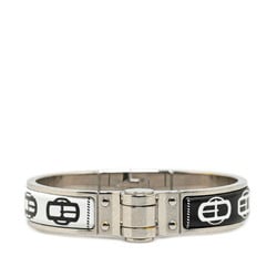 Hermes Charnier Bangle Silver Black White Metal Women's HERMES