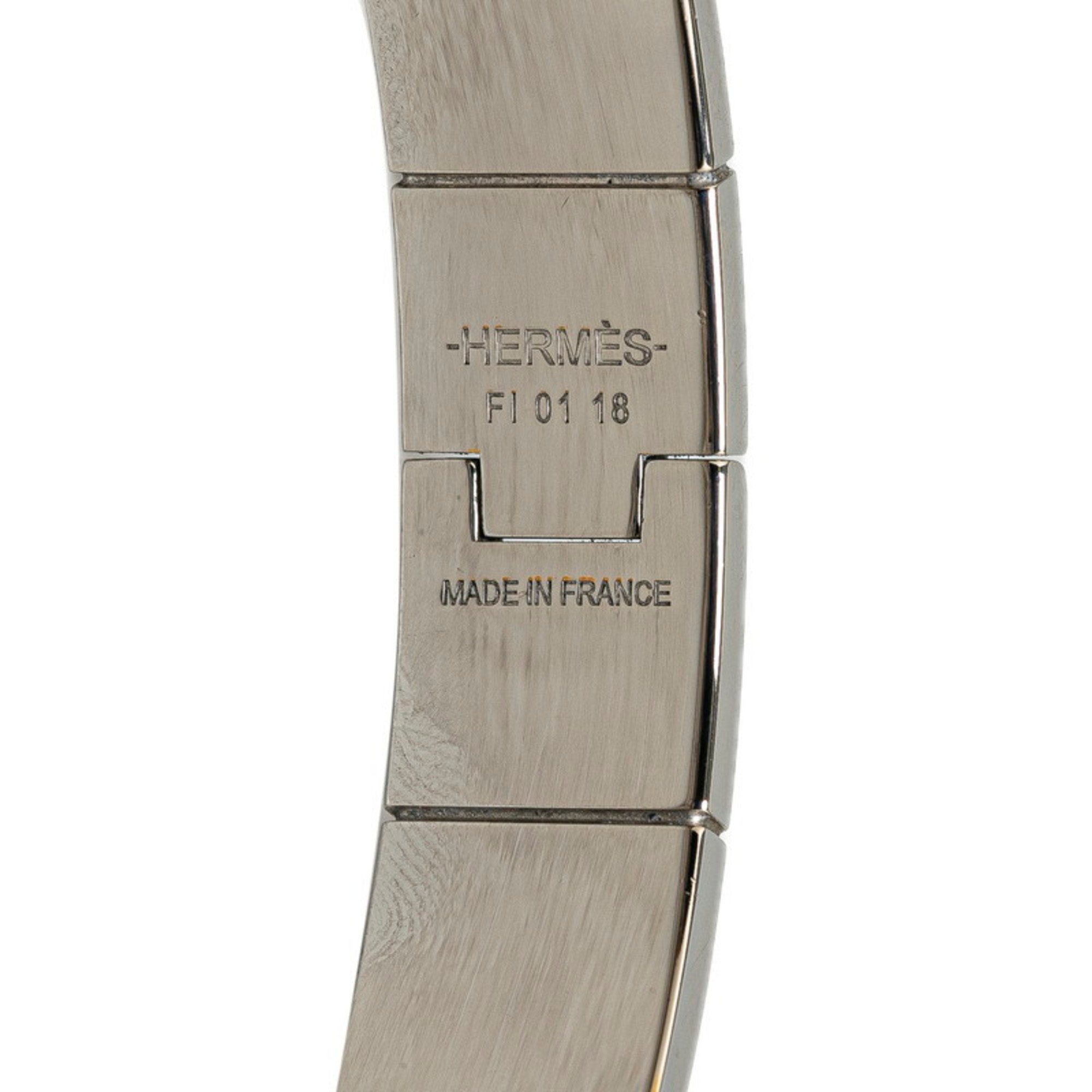 Hermes Charnier Bangle Silver Black White Metal Women's HERMES