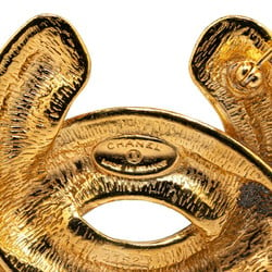 Chanel Matelasse Coco Mark Brooch Gold Plated Women's CHANEL