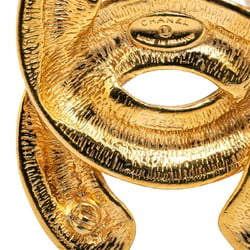 Chanel Matelasse Coco Mark Brooch Gold Plated Women's CHANEL