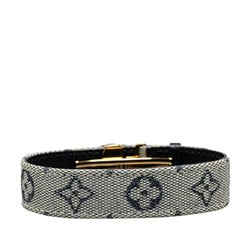 Louis Vuitton Monogram Good Luck Bracelet M64458 Khaki Gray Navy Canvas Leather Women's LOUIS VUITTON