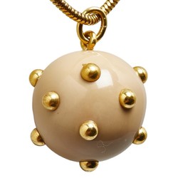 Chanel Coco Ball Mark Necklace Beige Gold Plated Plastic Women's CHANEL