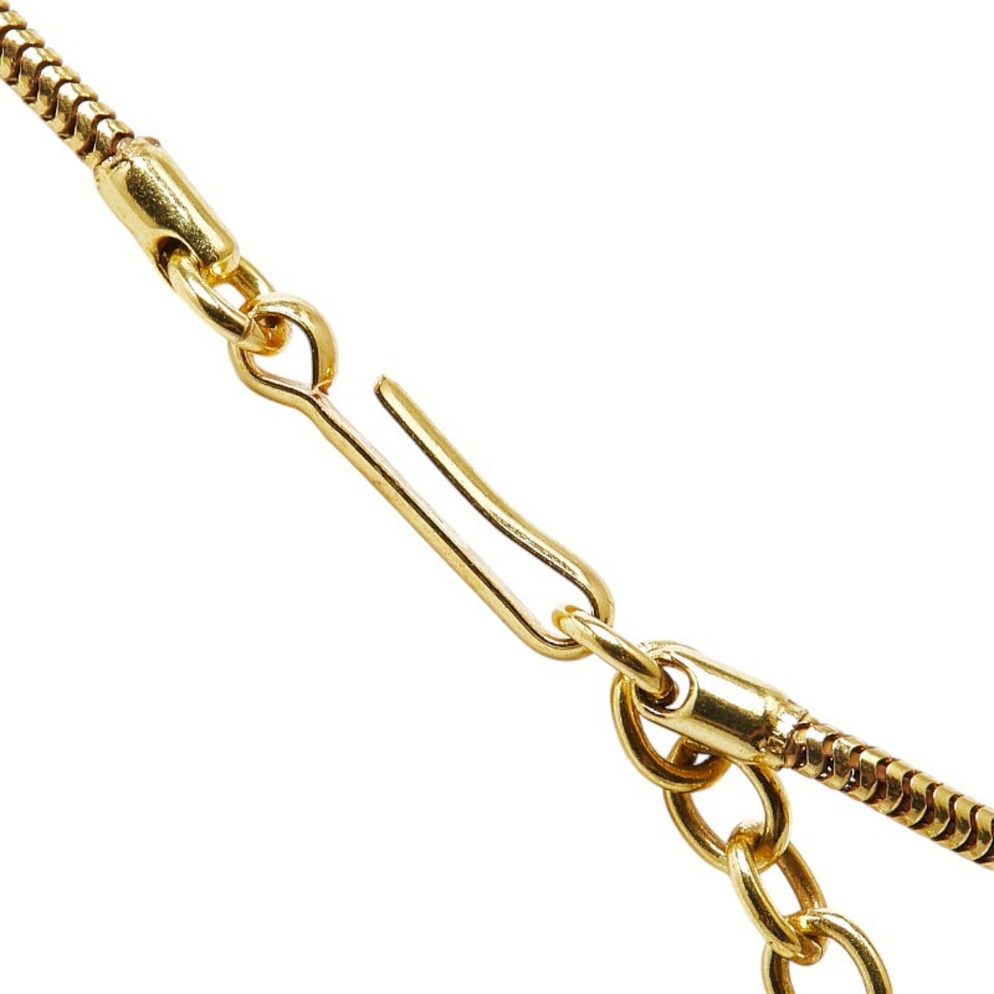 Chanel Coco Ball Mark Necklace Beige Gold Plated Plastic Women's CHANEL