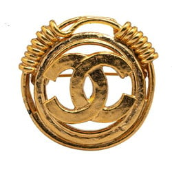 Chanel Coco Mark Circle Brooch Gold Plated Women's CHANEL