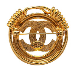 Chanel Coco Mark Circle Brooch Gold Plated Women's CHANEL