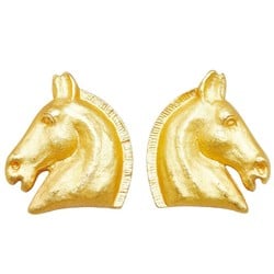 Hermes Horse Motif Earrings Gold Plated Women's HERMES