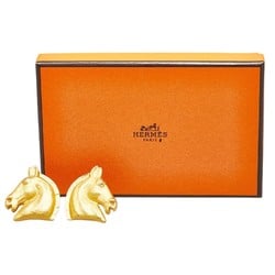 Hermes Horse Motif Earrings Gold Plated Women's HERMES