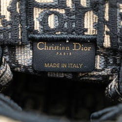 Christian Dior Dior Oplique Vertical Book Tote Bag Shoulder Navy Canvas Women's