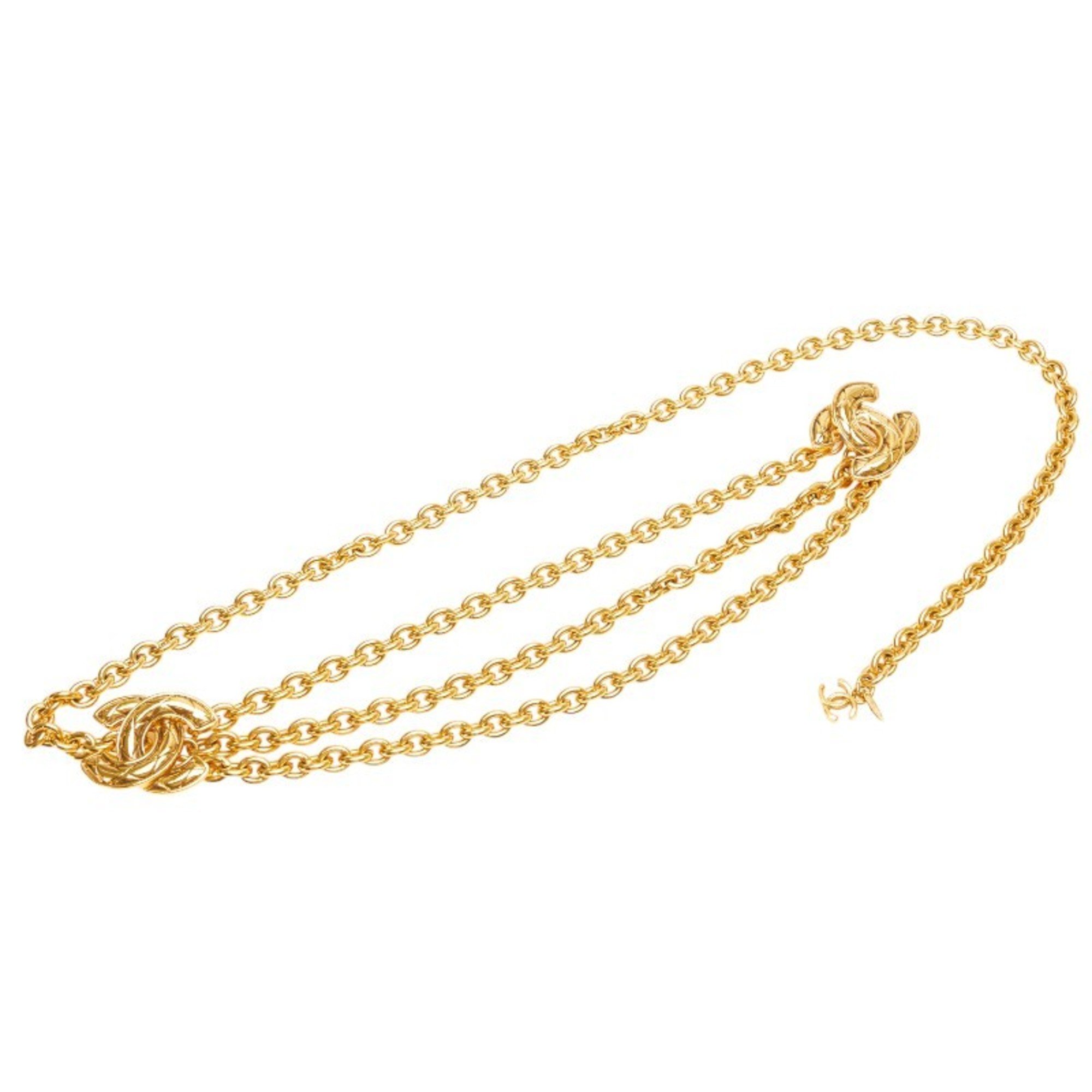 Chanel Matelasse Coco Mark 3-strand chain belt, gold plated, for women, CHANEL